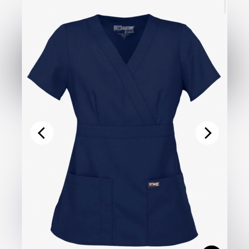 Grey's Anatomy Indigo Mock Wrap Scrub Top